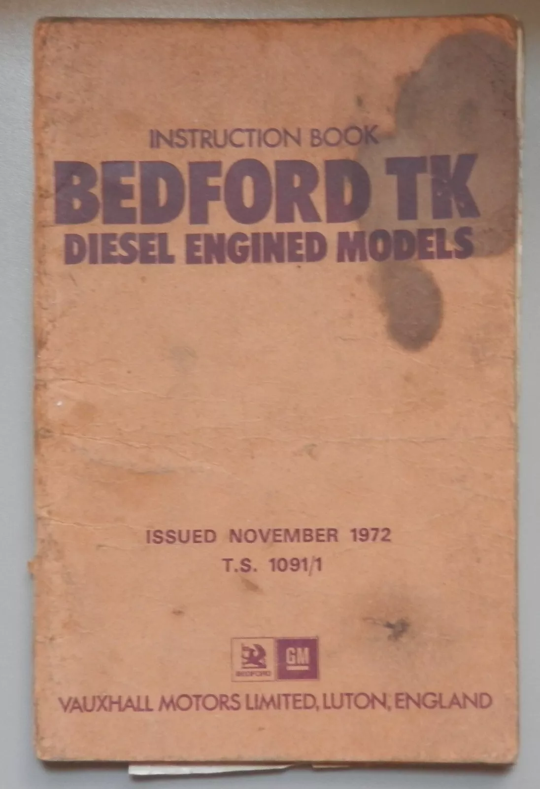 Bedford tk diesel models instruction book 1972