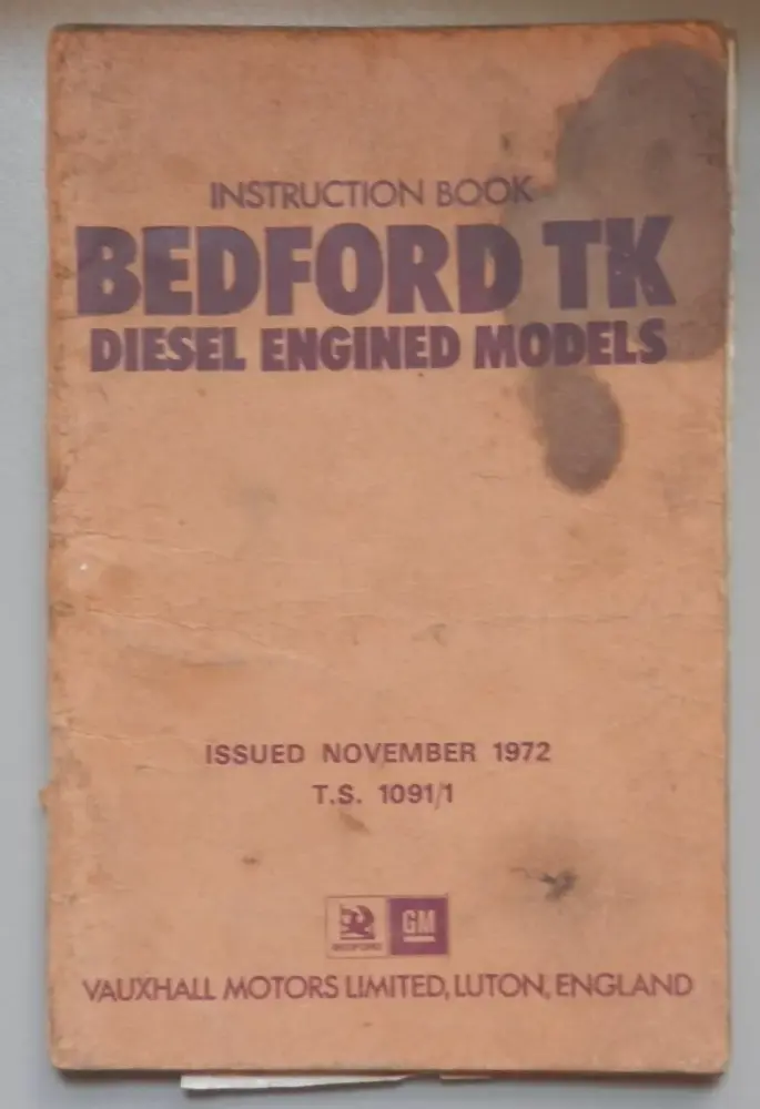 Bedford tk diesel models instruction book 1972