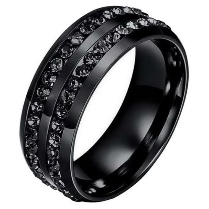 Black Anodised Titanium Cubic Zirconia Ring