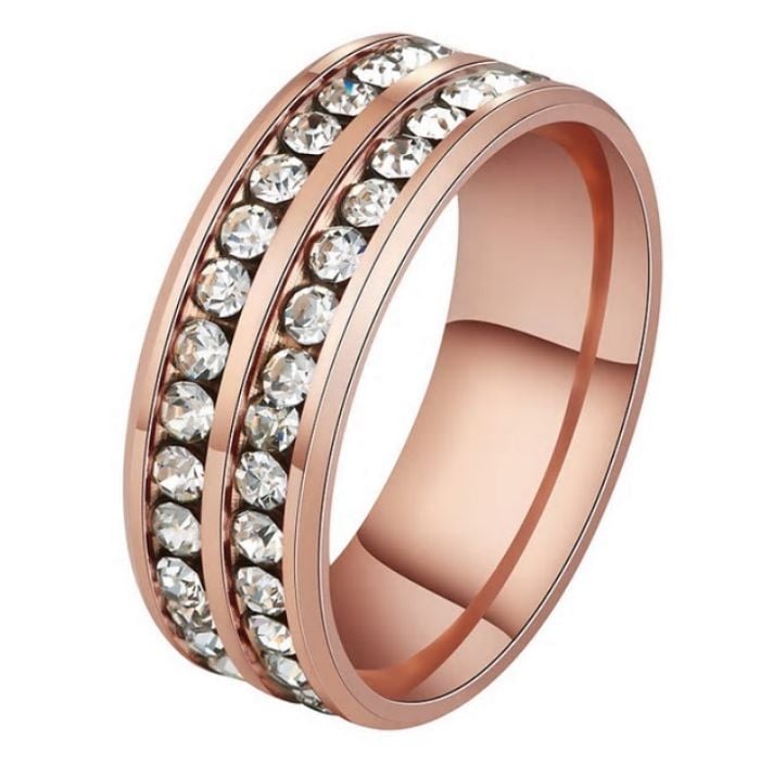 Rose Gold Anodised Titanium Cubic Zirconia Ring