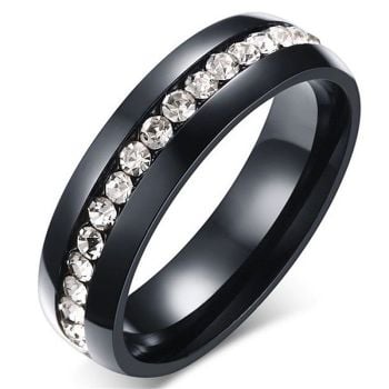 Black Anodised Titanium Cubic Zirconia Ring