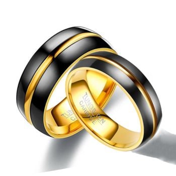 Black and Gold Titanium Ring