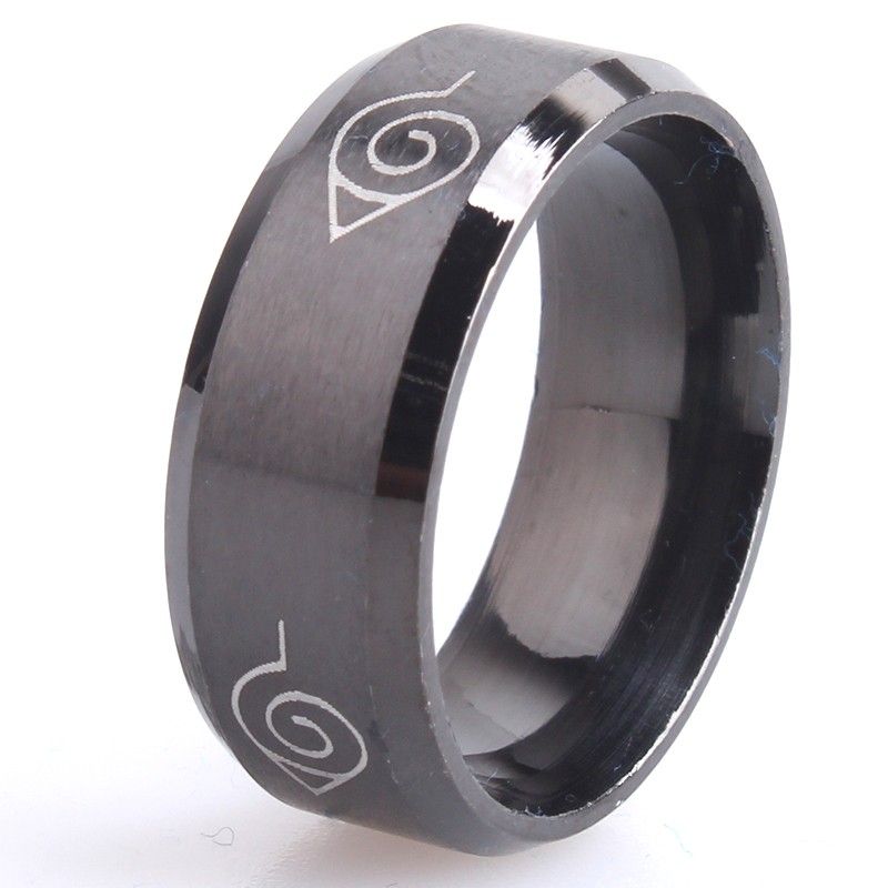 Naruto Logo Brushed Titanium Ring