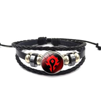 Adjustable Leather World of Warcraft Wristband - The Horde