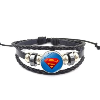 Adjustable Leather Superman Wristband