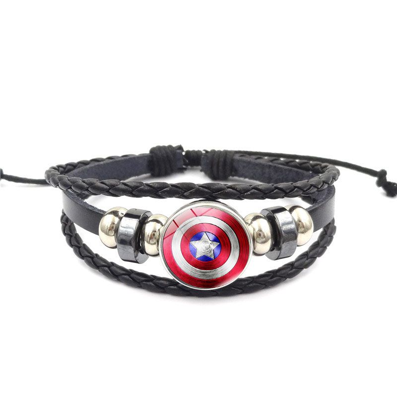 Adjustable Leather Captain America Wristband