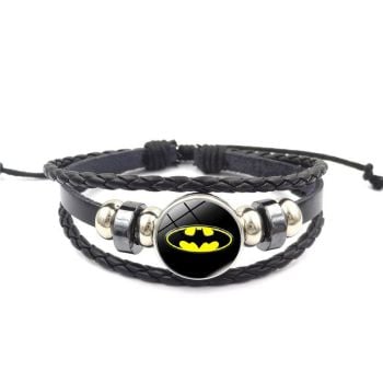 Adjustable Leather Batman Wristband