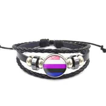 Adjustable Leather Genderfluid Wristband