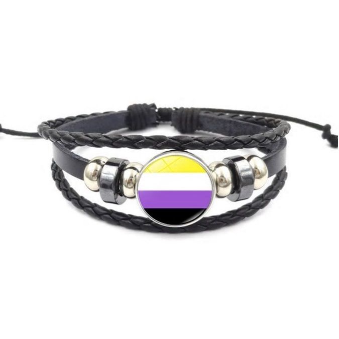 Adjustable Leather Non Binary Wristband