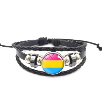 Adjustable Leather Pansexual Wristband