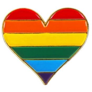 Rainbow Heart Enamel Lapel Pin Badge