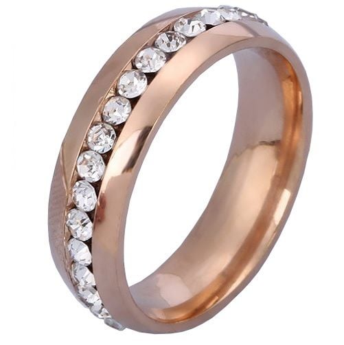 Rose Gold Anodised Titanium Cubic Zirconia Ring