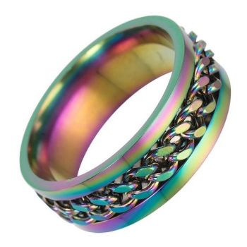 Rainbow Anodised Titanium Chain Spinner