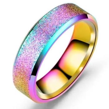 Glitter Rainbow  Anodised Titanium Ring