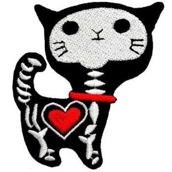 Skeleton Cat Iron on Patch