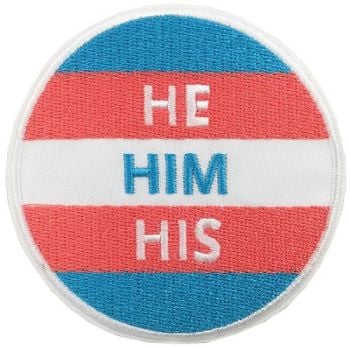 Transgender He Him His Pronouns Iron on Embroidered Patch