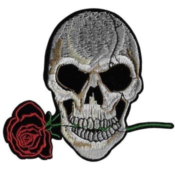 Skull and Rose Iron on Patch