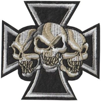 Iron Cross and Skulls Iron on Patch