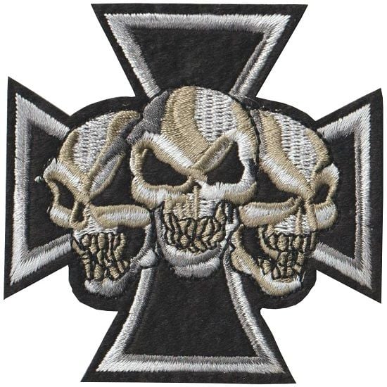 Iron Cross and Skulls Iron on Patch