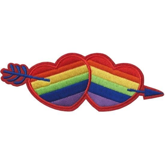 Rainbow Hearts Iron on Embroidered Patch