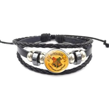 Adjustable Leather Hogwarts Crest Wristband