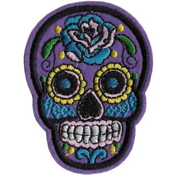 Purple Sugar Skull Iron On embroidered Patch