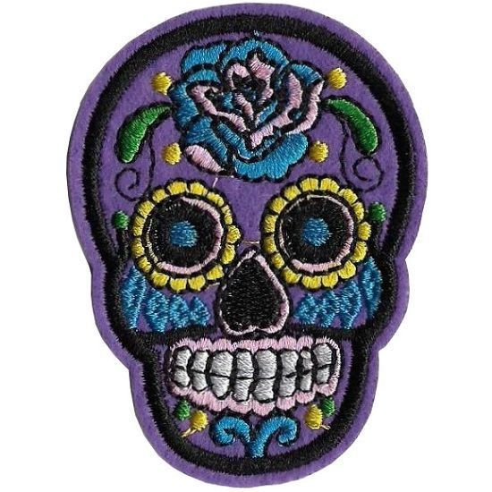 Purple Sugar Skull Iron On embroidered Patch