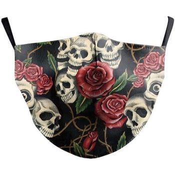 Skulls and Roses Face Mask