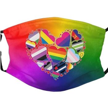 LGBTQ+ Pride Hearts Face Mask