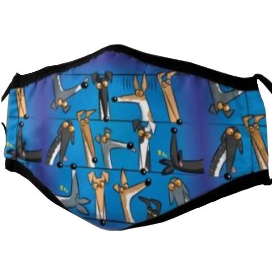 Cartoon Greyhounds Face Mask