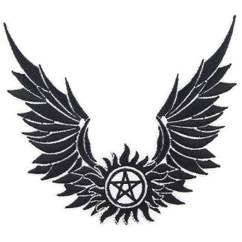 Supernatural Anti-Possession Pentagram and Angel Wings Iron On embroidered Patch