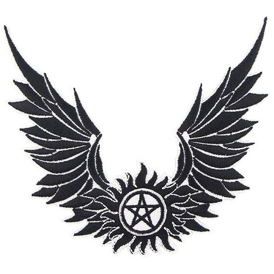 Supernatural Anti-Possession Pentagram and Angel Wings Iron On embroidered 