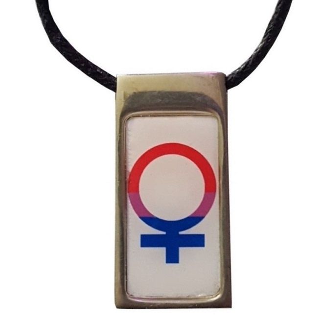 Adjustable Bisexual Female Symbol Pewter Pendant Necklace