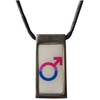 Adjustable Bisexual Male Symbol Pewter Pendant Necklace