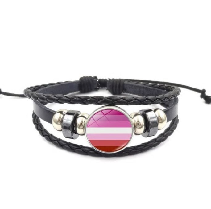 Adjustable Leather Lesbian Wristband