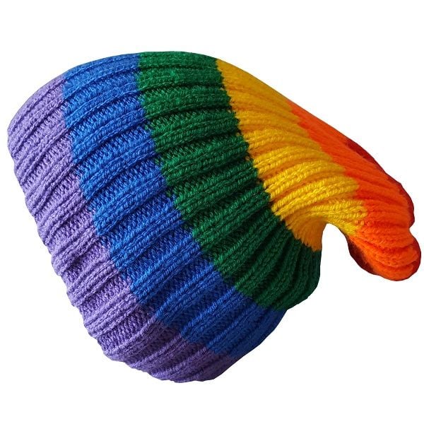 Hand knitted Rainbow Beanie