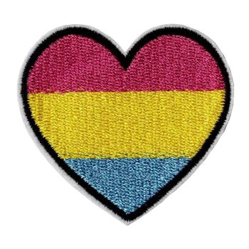 Pansexual Pride Heart Iron on Embroidered Patch