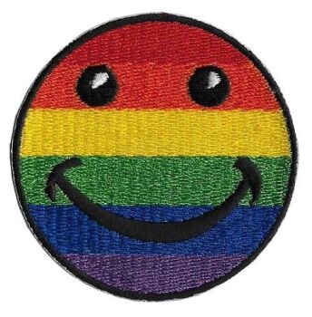 Lesbian Gay Rainbow Smilie Iron on Embroidered Patch