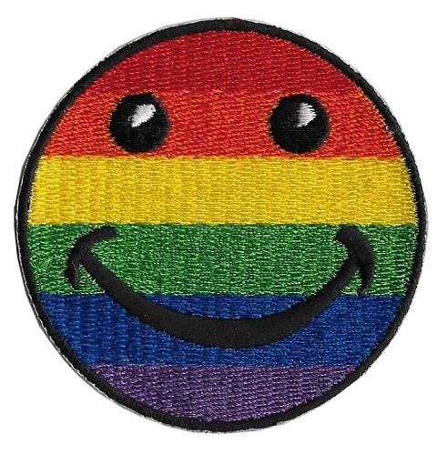 Lesbian Gay Rainbow Smilie Iron on Embroidered Patch