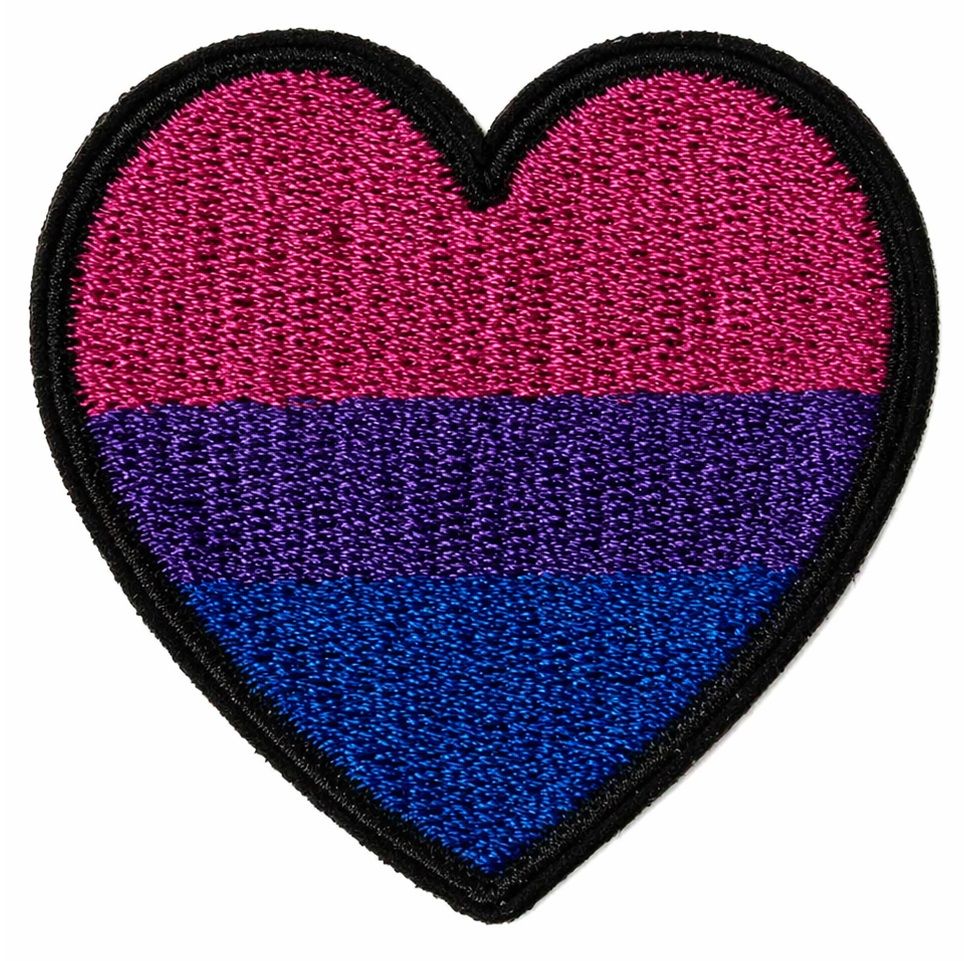 Bisexual Pride Heart Iron on Embroidered Patch