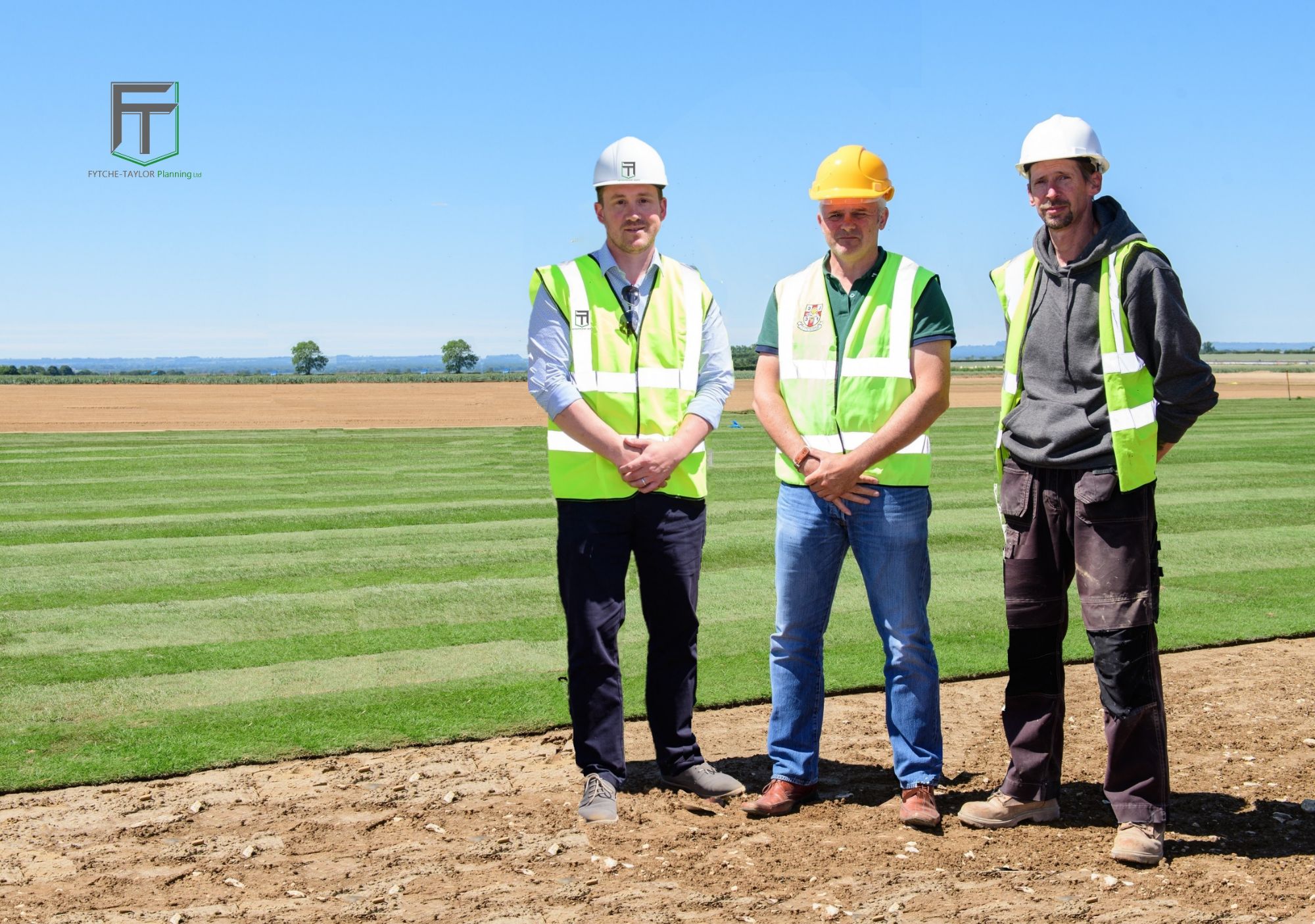 Managing Director Oliver Fytche-Taylor with representatives from Lincoln City Football Club during construction of the new Elite Performance & Training Centre