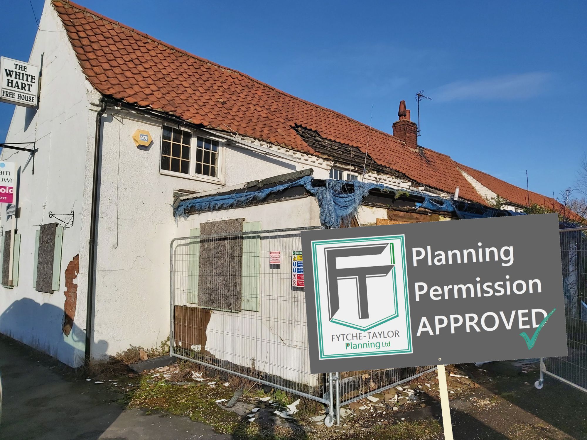 Former White Hart Hotel in Newton on Trent near Lincoln. Planning application approved and permission granted for conversion to 3 new homes.