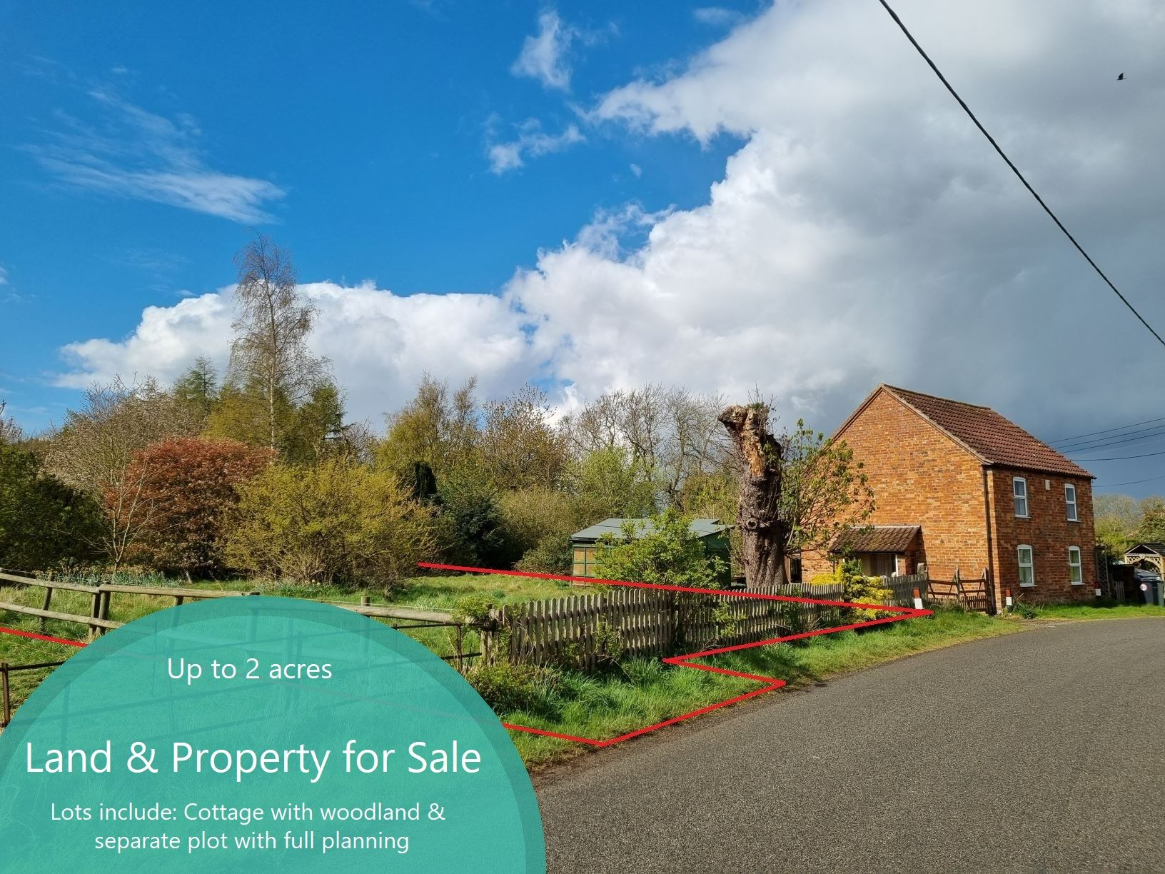 Land and Property for sale - Raithby near Spilsby Lincolnshire - close to the Wolds AONB. 