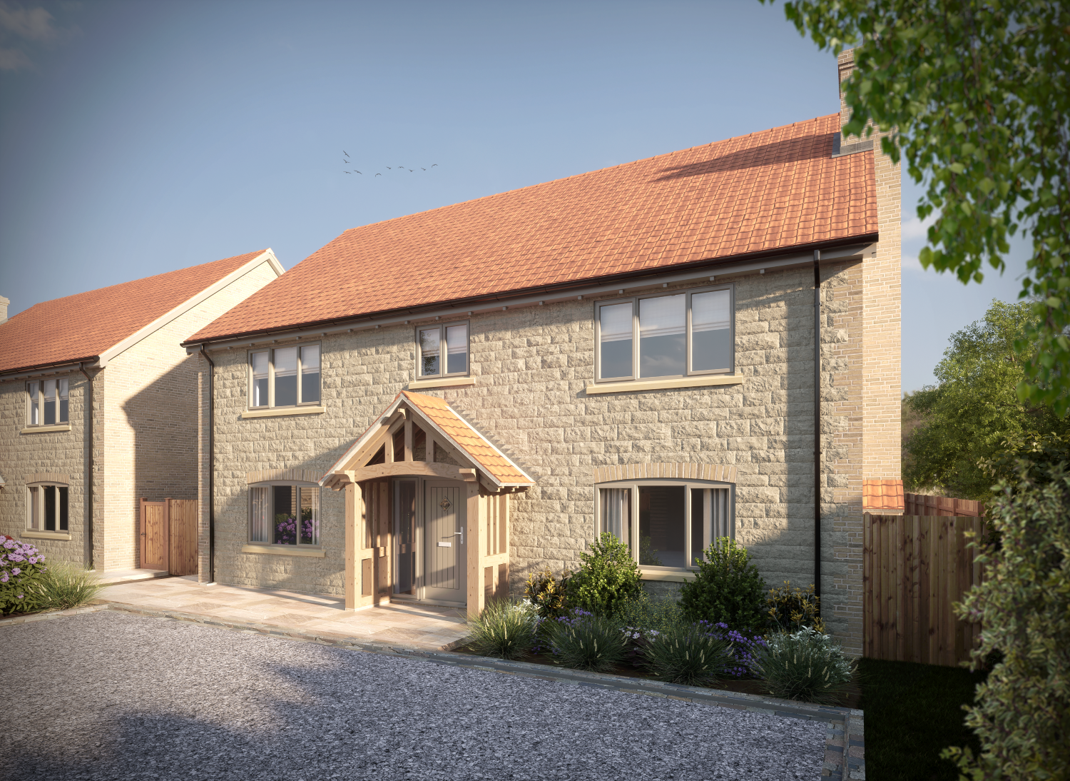 Plot 3 - with stone facing materials and oak porch at Manor farm, Scampton.