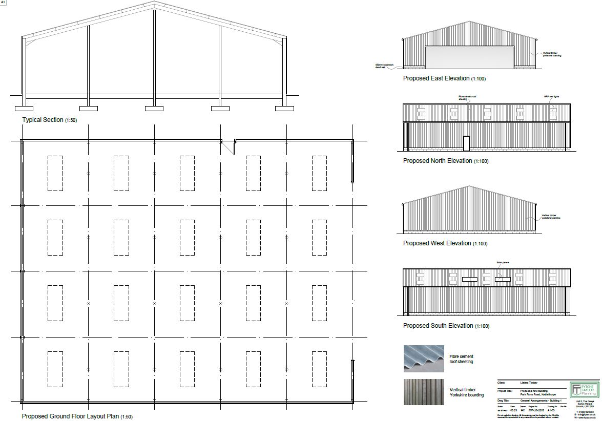 Planning application approved and planning permission granted for 2 commercial buildings to triple the on-site provision of commercial space at Listers Timber manufacturing near Lincoln