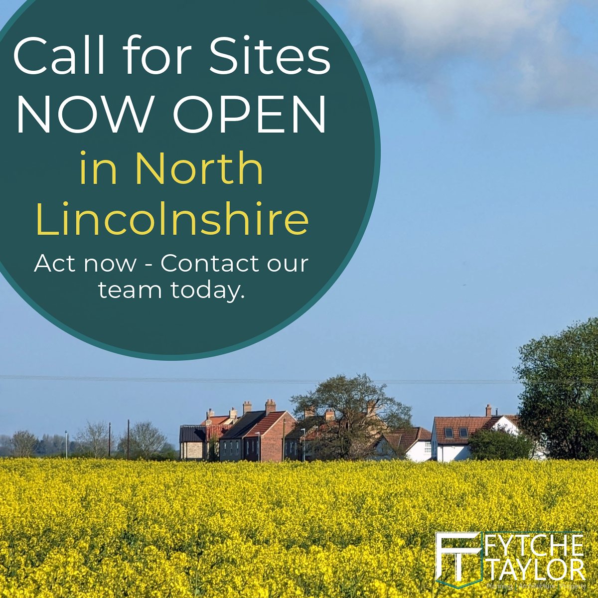CALL FOR SITES â€“ NORTH LINCOLNSHIRE If you own land in North Lincolnshire ACT NOW! 