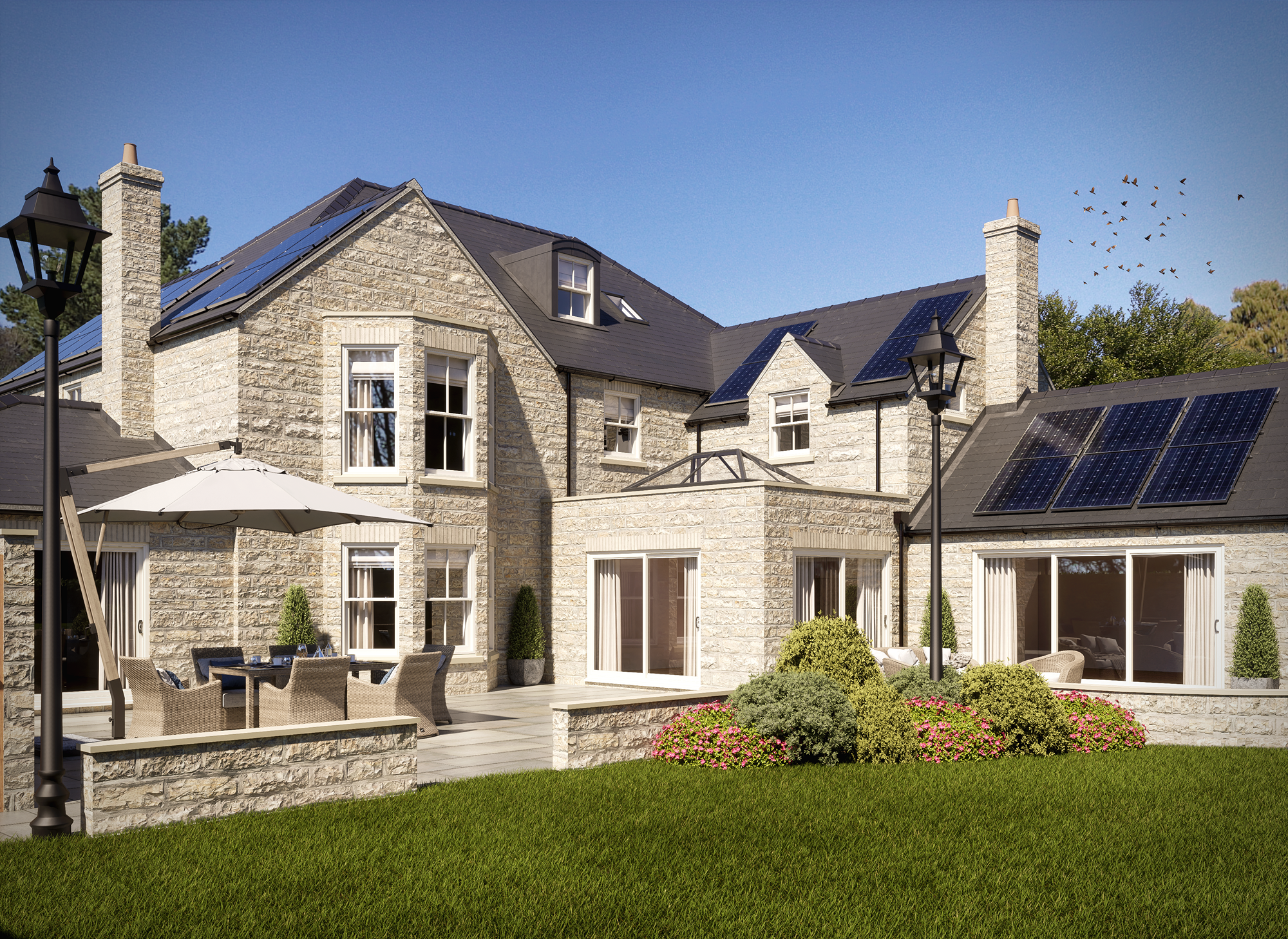 Architectural elevation drawing of new build home in Lincolnshire countryside