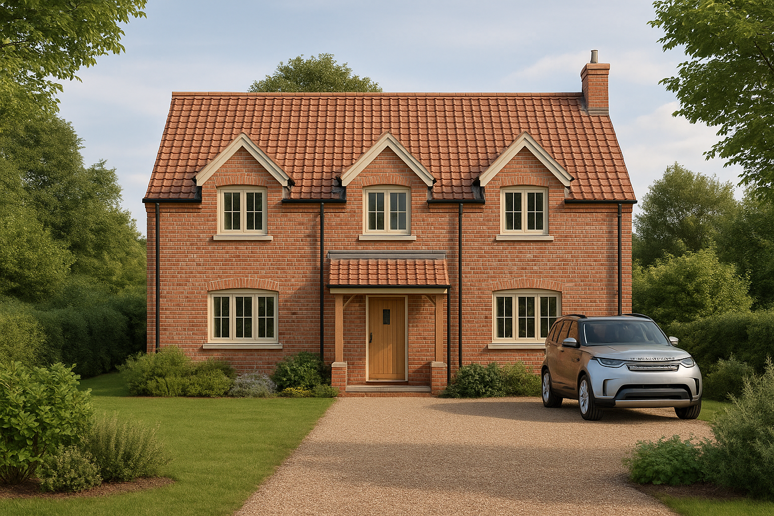 Photorealistic elevation showing ine of two approved new dwellings in Weston, Nottinghamshire