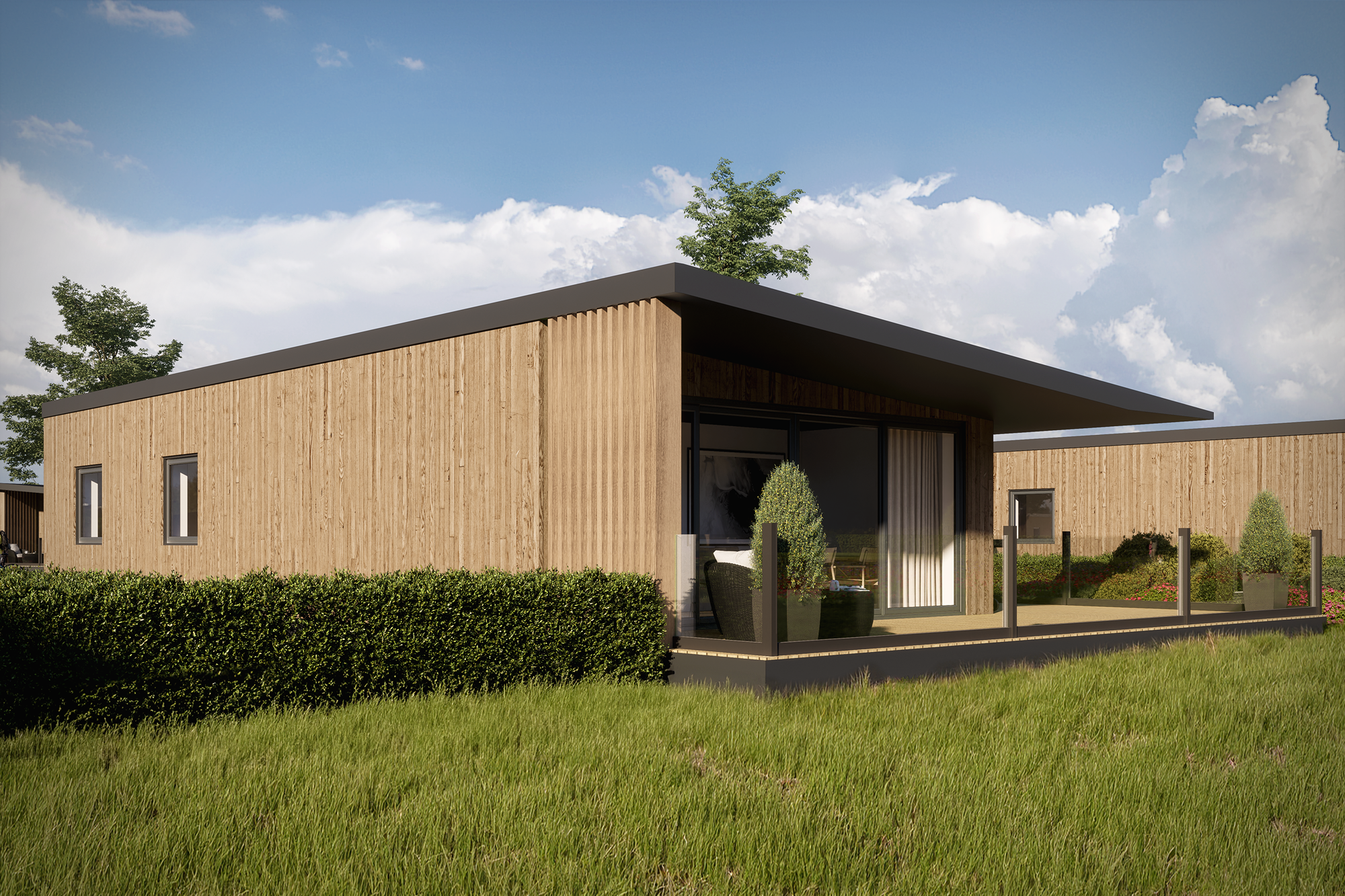 Planning and design concept showing proposed lodge placement, landscaping and site improvements.