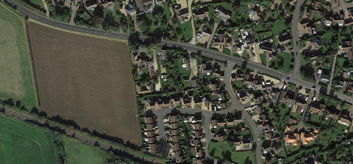 Aerial view of the development site off Sleaford Road, Heckington.